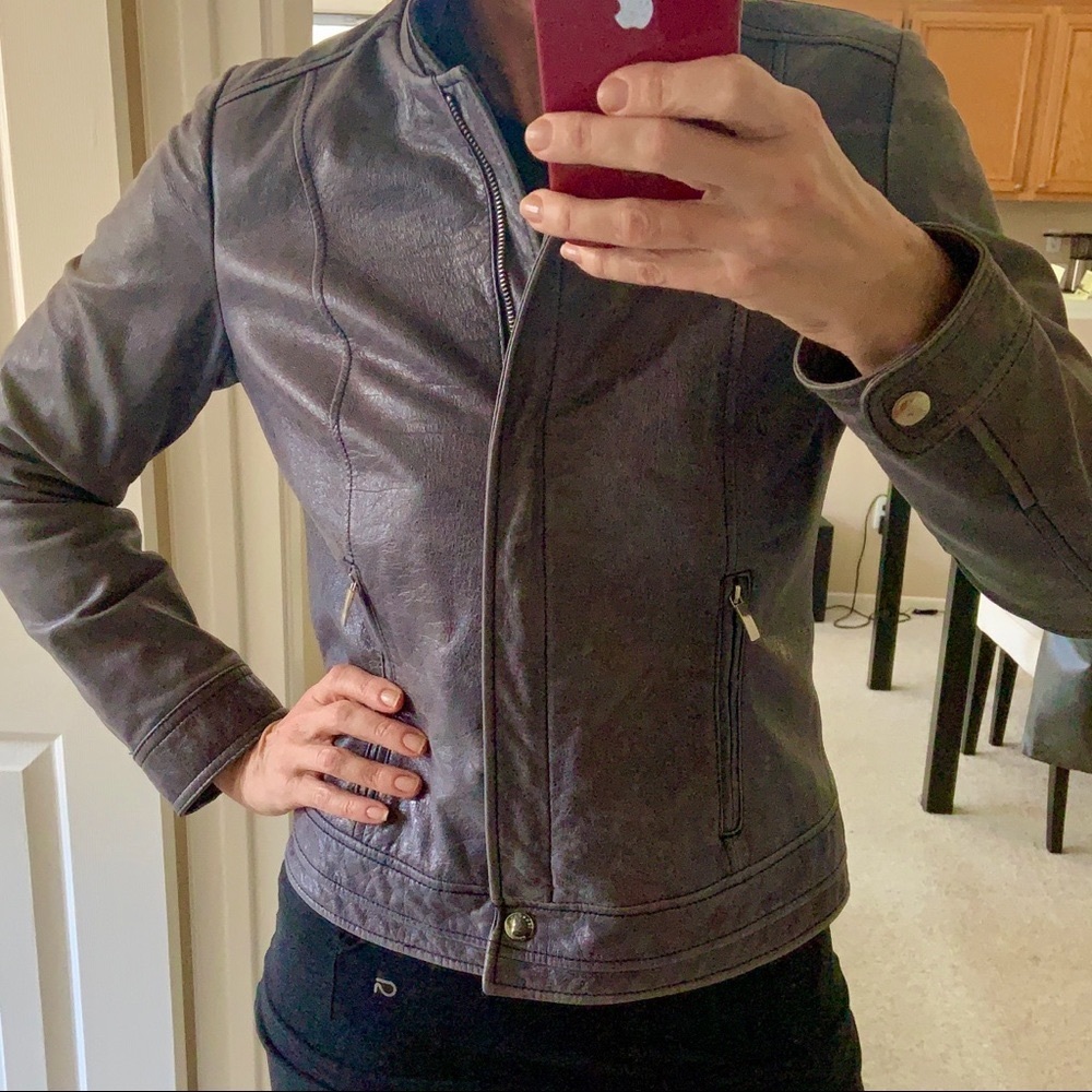 Laundry Blue-Gray Leather Jacket